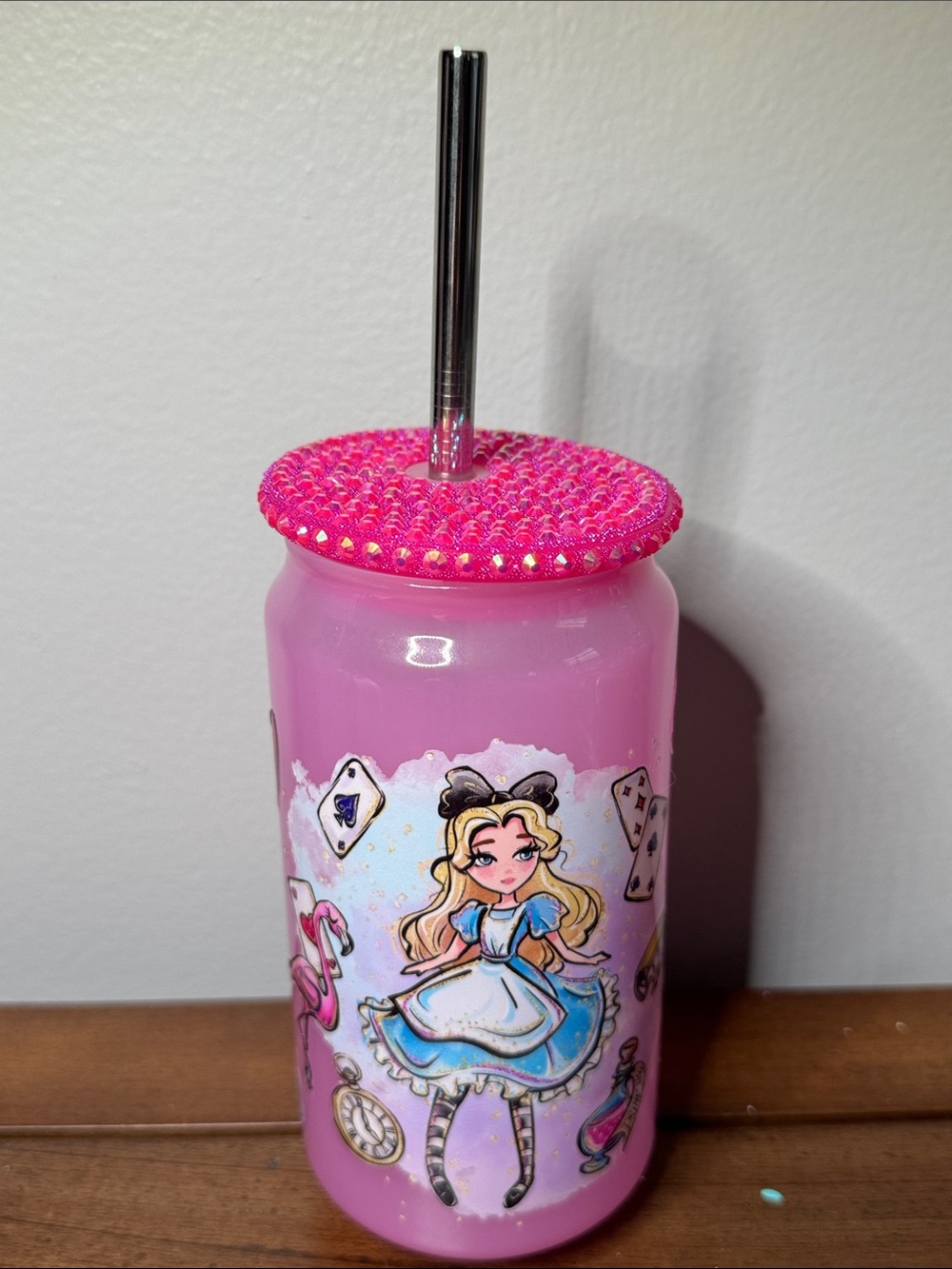 Color changing  Alice in Wonderland Tumbler with Straw
